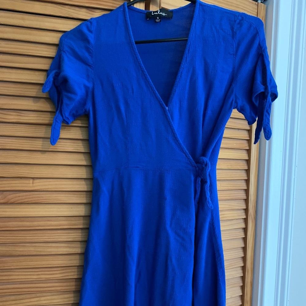Royal Blue Casual Wrap Dress (Lulus Size Small)